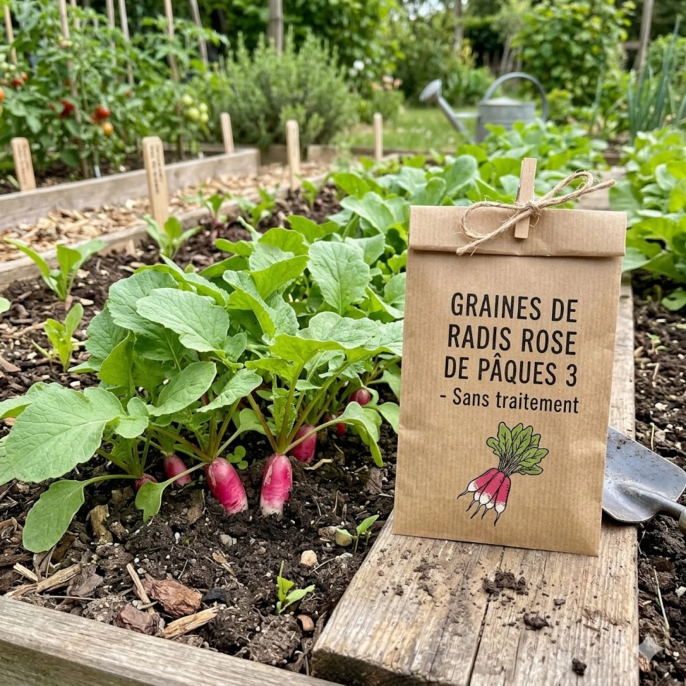 Graines de Radis Rose de pâques 3 - Sans traitement Graines de Radis Rose de pâques 3 - Sans traitement
