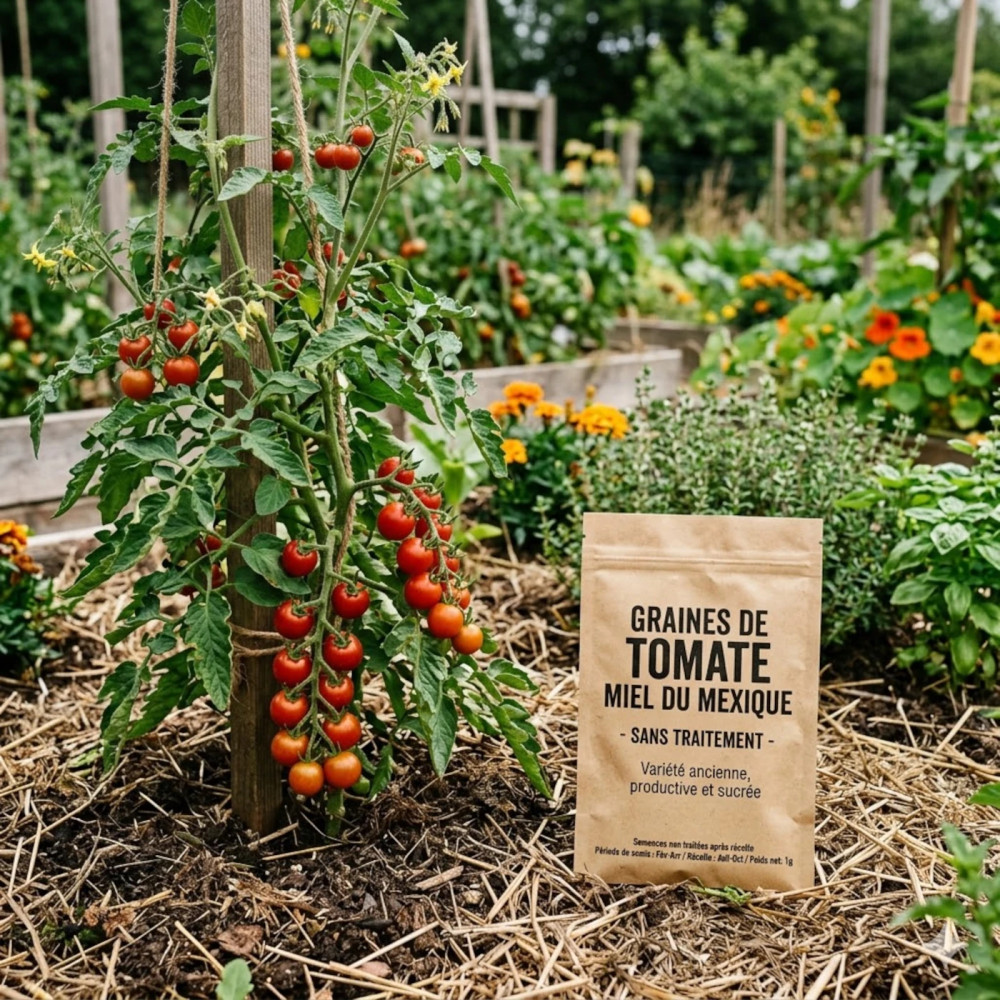 Graines de Tomate Miel du Mexique - Sans traitement Graines de Tomate Miel du Mexique - Sans traitement