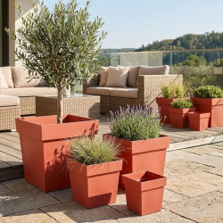Pot carré Toscane Orange terre battue
