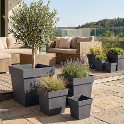 Pot carré Toscane Gris Anthracite