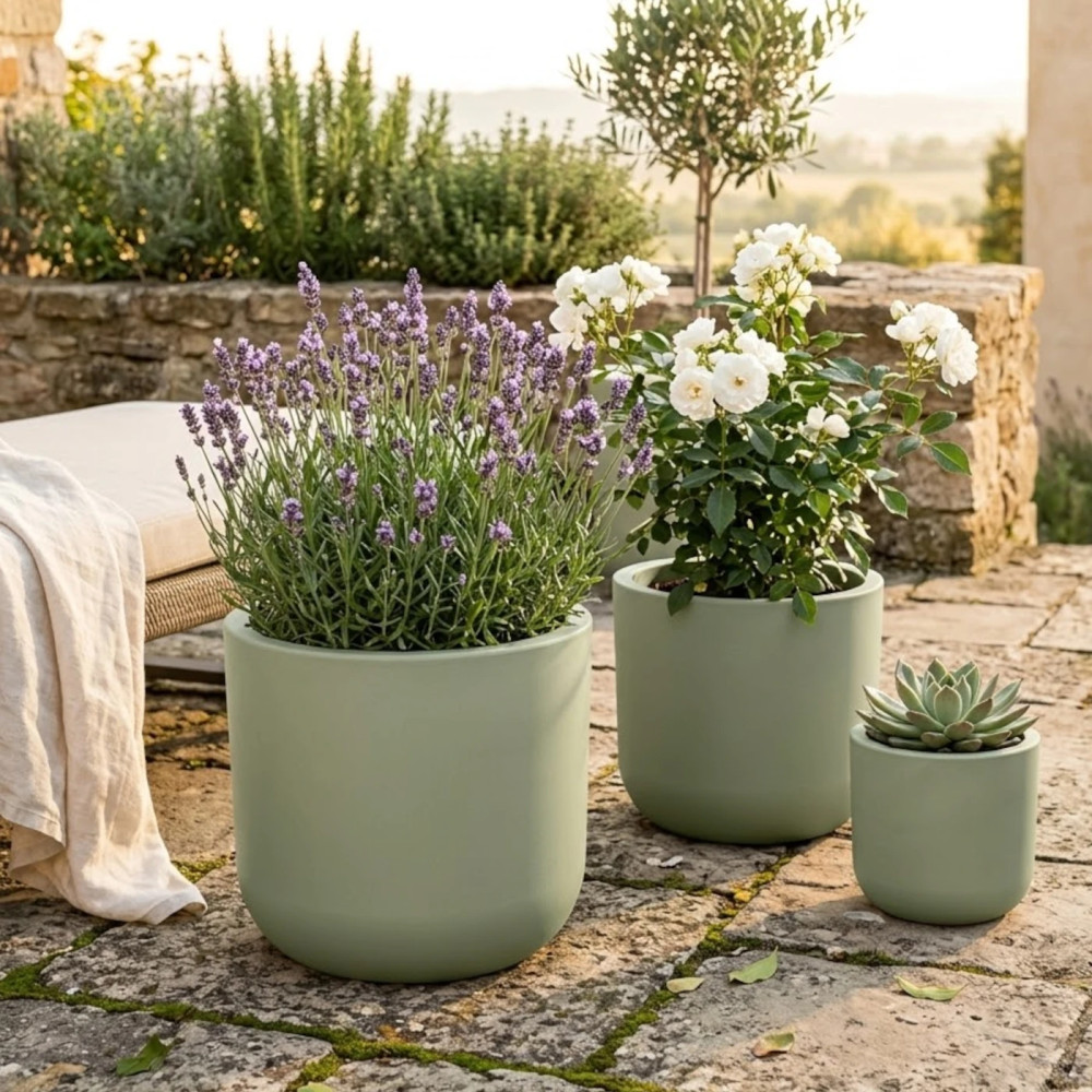 Pot rond Basalt'up Vert amande Pot rond Basalt'up Vert amande