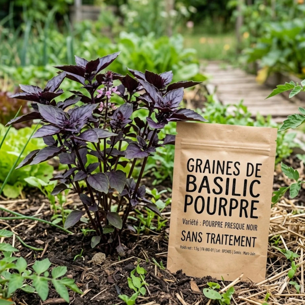 Graines de Basilic pourpre - Sans traitement Graines de Basilic pourpre - Sans traitement