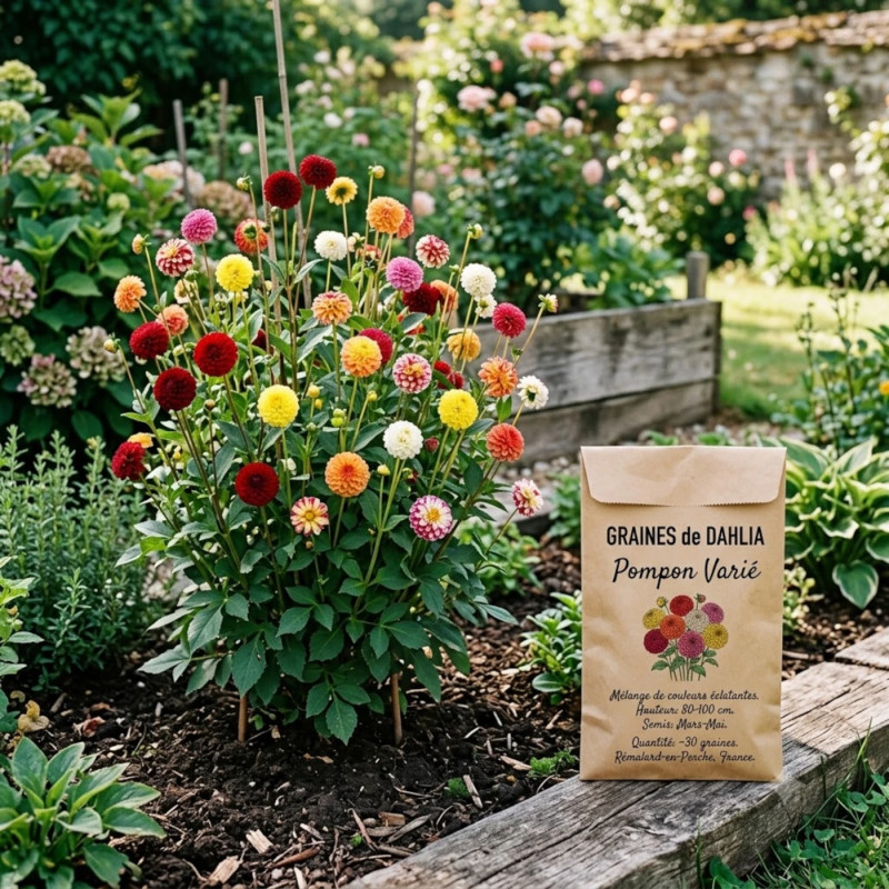 Graines de Dahlia Pompon varié