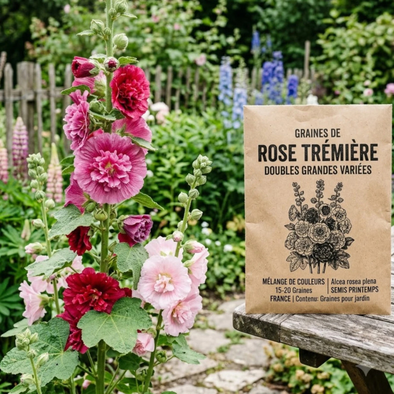 Graines de Rose trémière doubles grandes variées