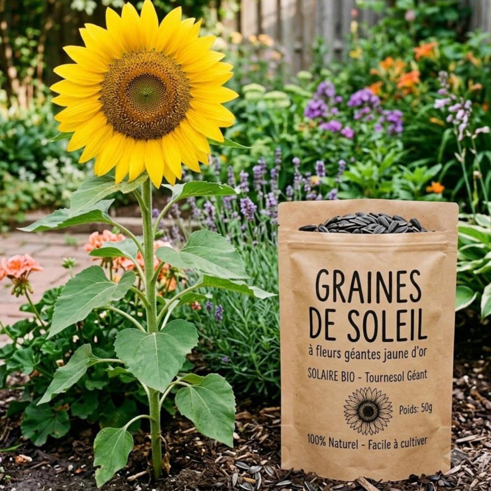 Graines de Soleil à fleurs géantes jaune d'or