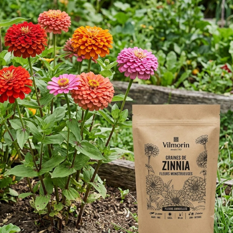 Graines de Zinnia Fleurs monstrueuses - Vilmorin