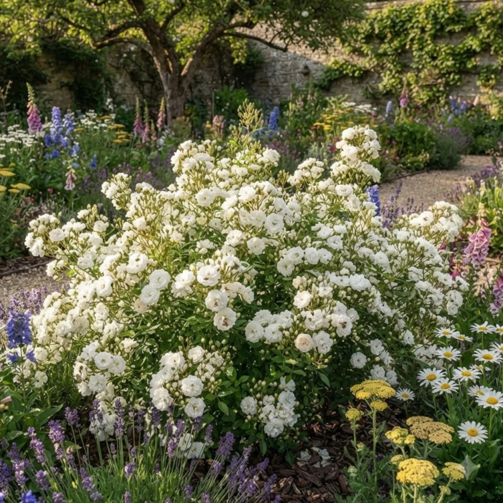 Rosier à fleurs groupées Candeur® 'Delcande'
