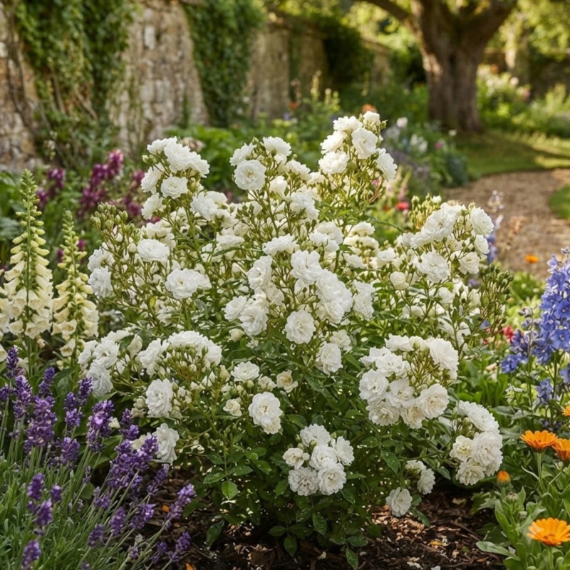 Rosier à fleurs groupées Candeur® 'Delcande'