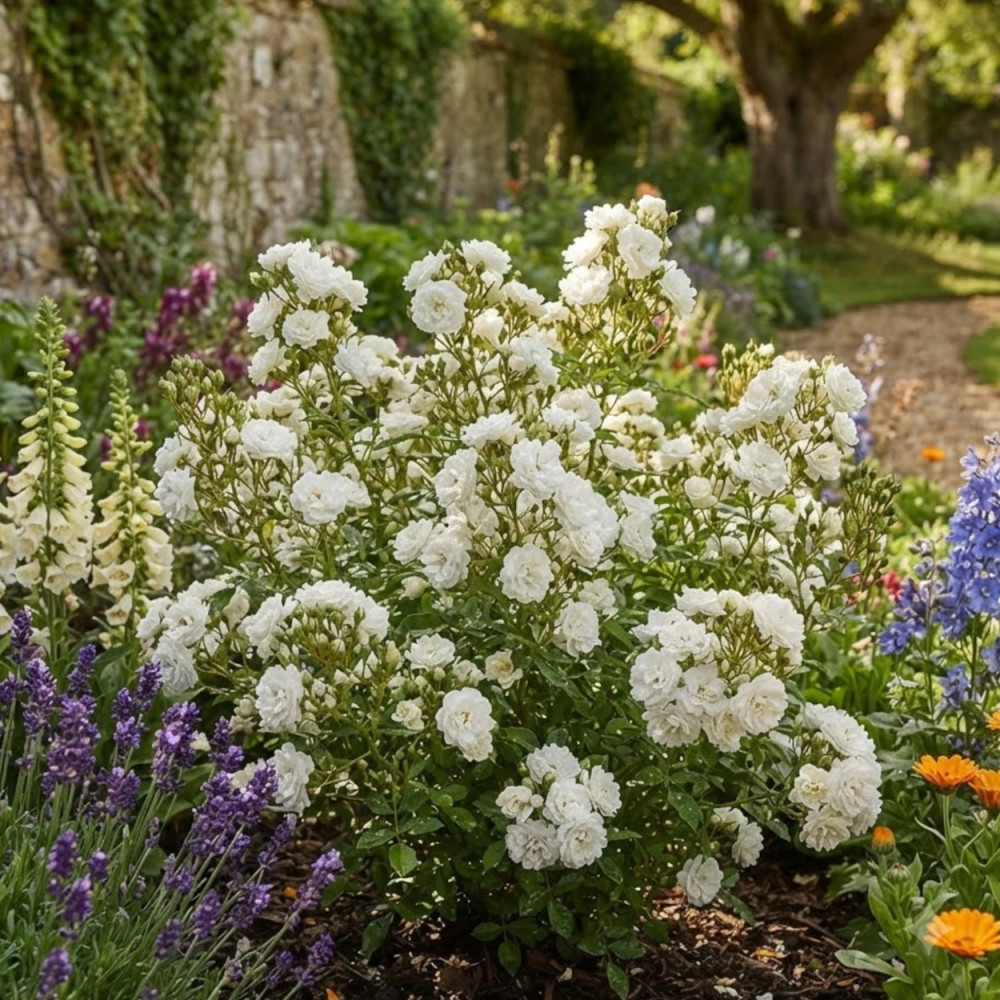 Rosier à fleurs groupées Candeur® 'Delcande'