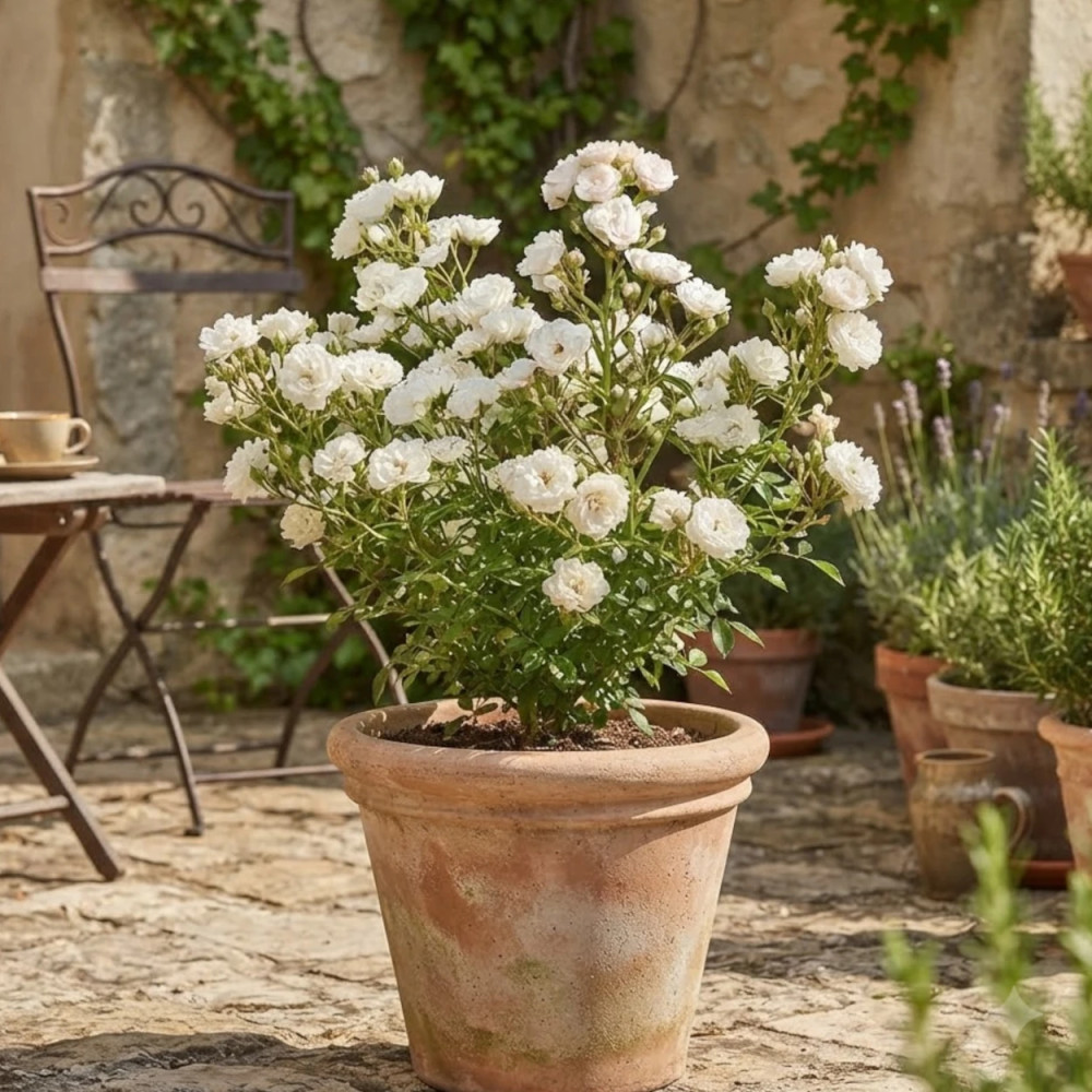 Rosier à fleurs groupées Candeur® 'Delcande'