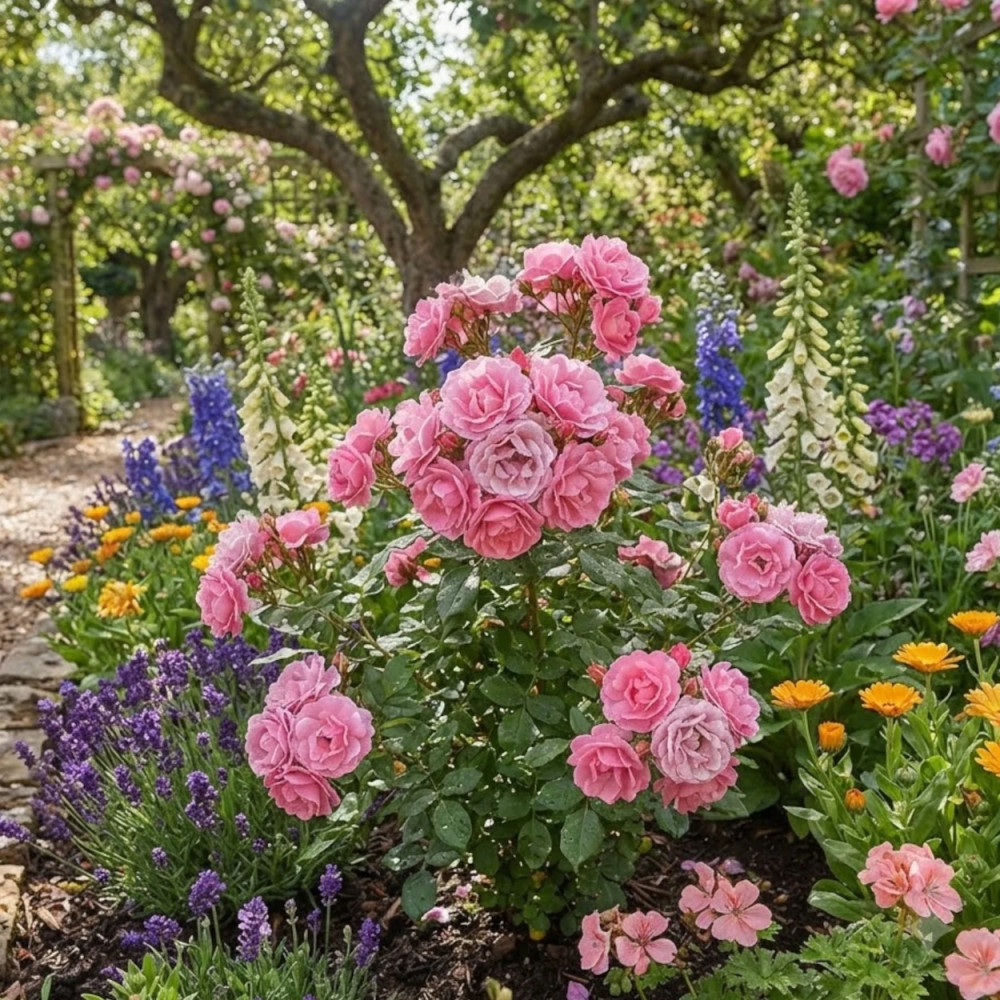 Rosier à fleurs groupées Centenaire de Lourdes® Rose 'Delge'