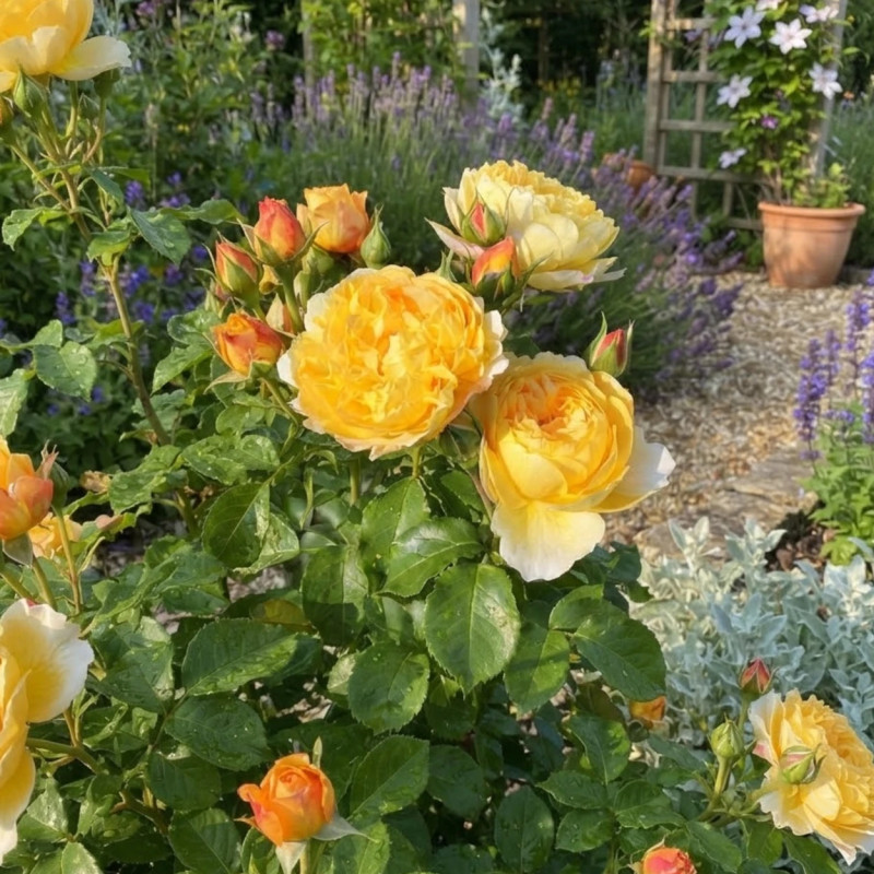 Rosier à fleurs groupées Château de Cheverny® 'Deljaupar'