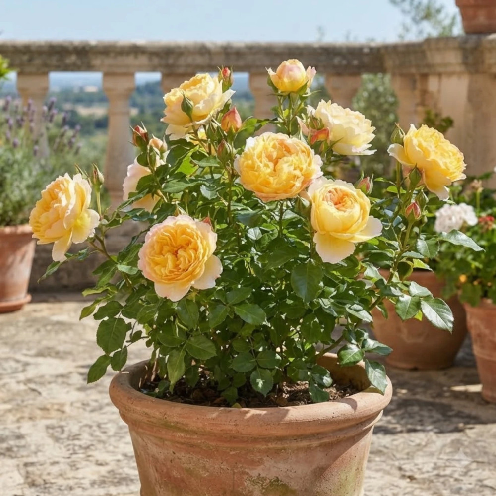 Rosier à fleurs groupées Château de Cheverny® 'Deljaupar'