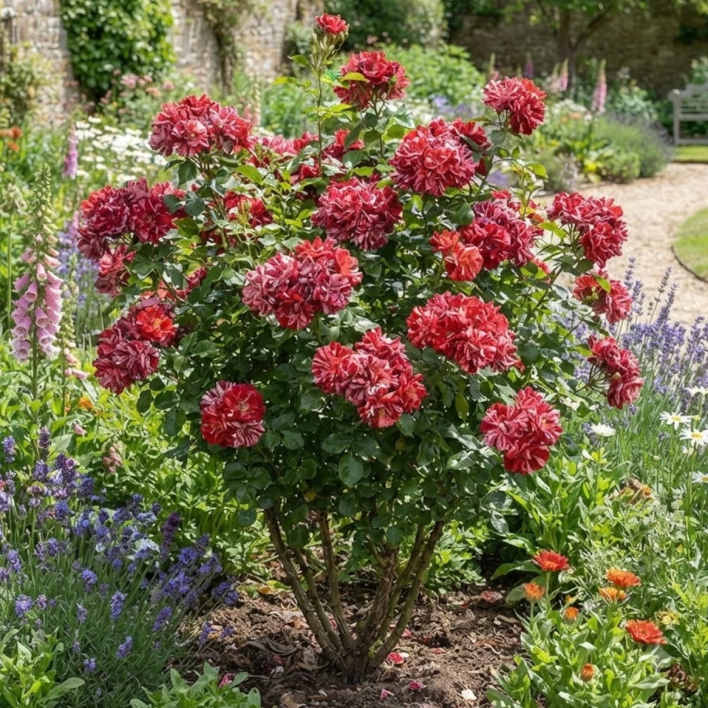 Rosier à fleurs groupées La reine de la Nuit® 'Delstrilum'