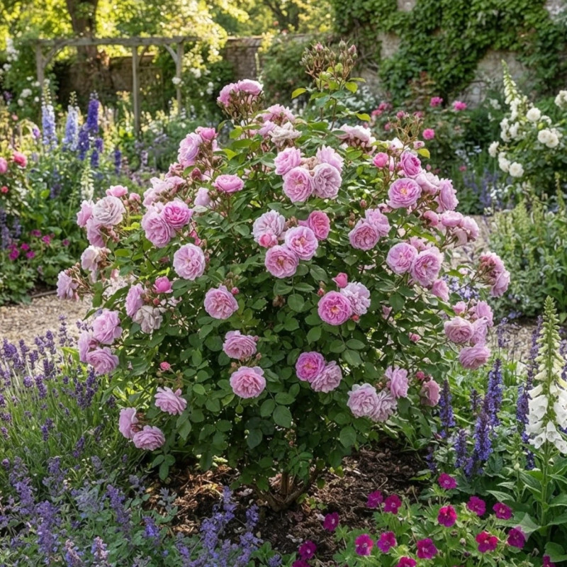 Rosier à fleurs groupées L'herbe Folle® 'Evelava'
