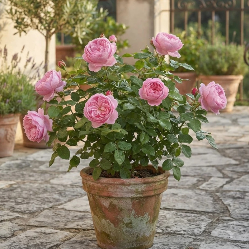 Rosier à fleurs groupées Marie Blanche Paillé® 'Evecinage'