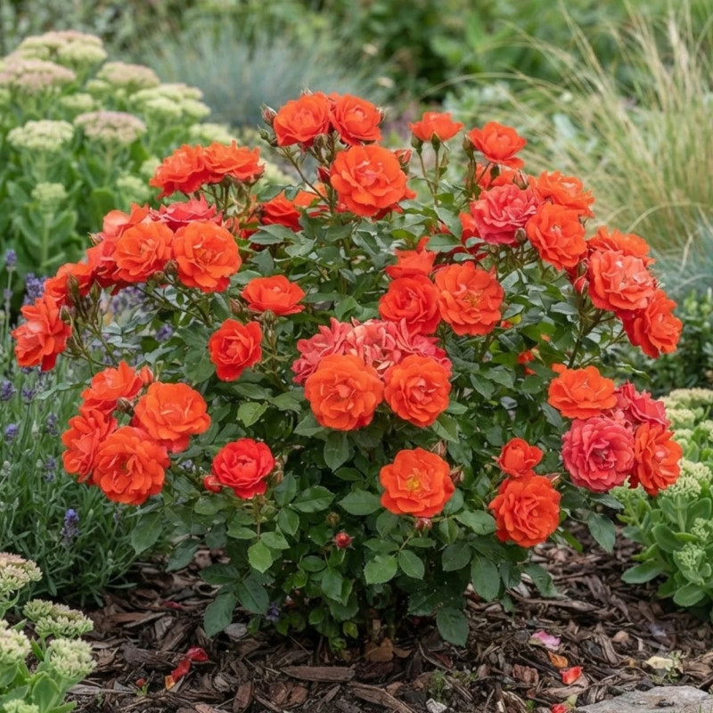 Rosier à fleurs groupées Orange Sensation