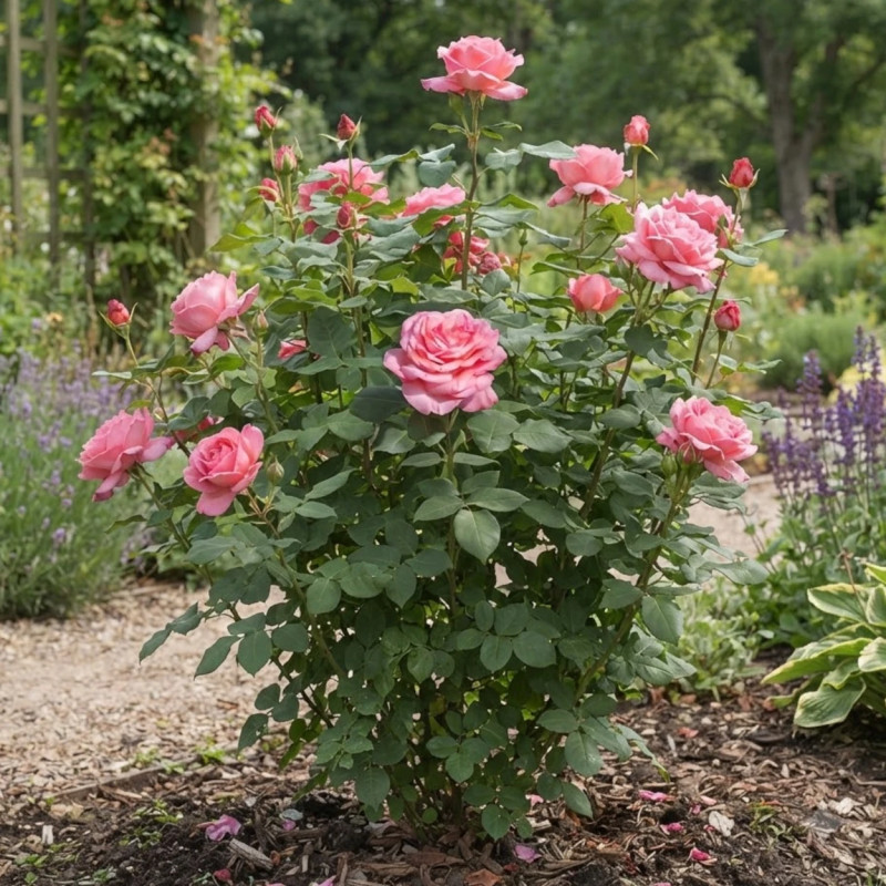 Rosier arbustif Panthere Rose® 'Meicapinal'