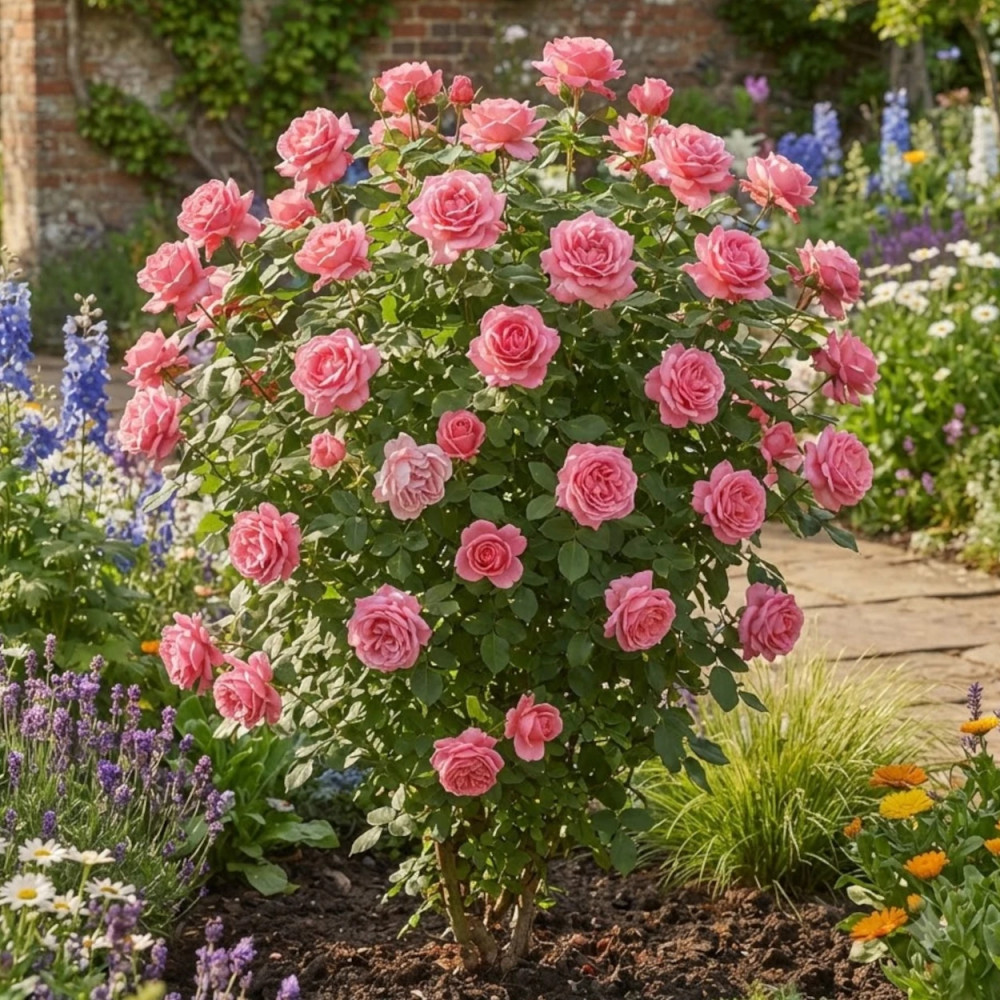 Rosier arbustif Panthere Rose® 'Meicapinal'