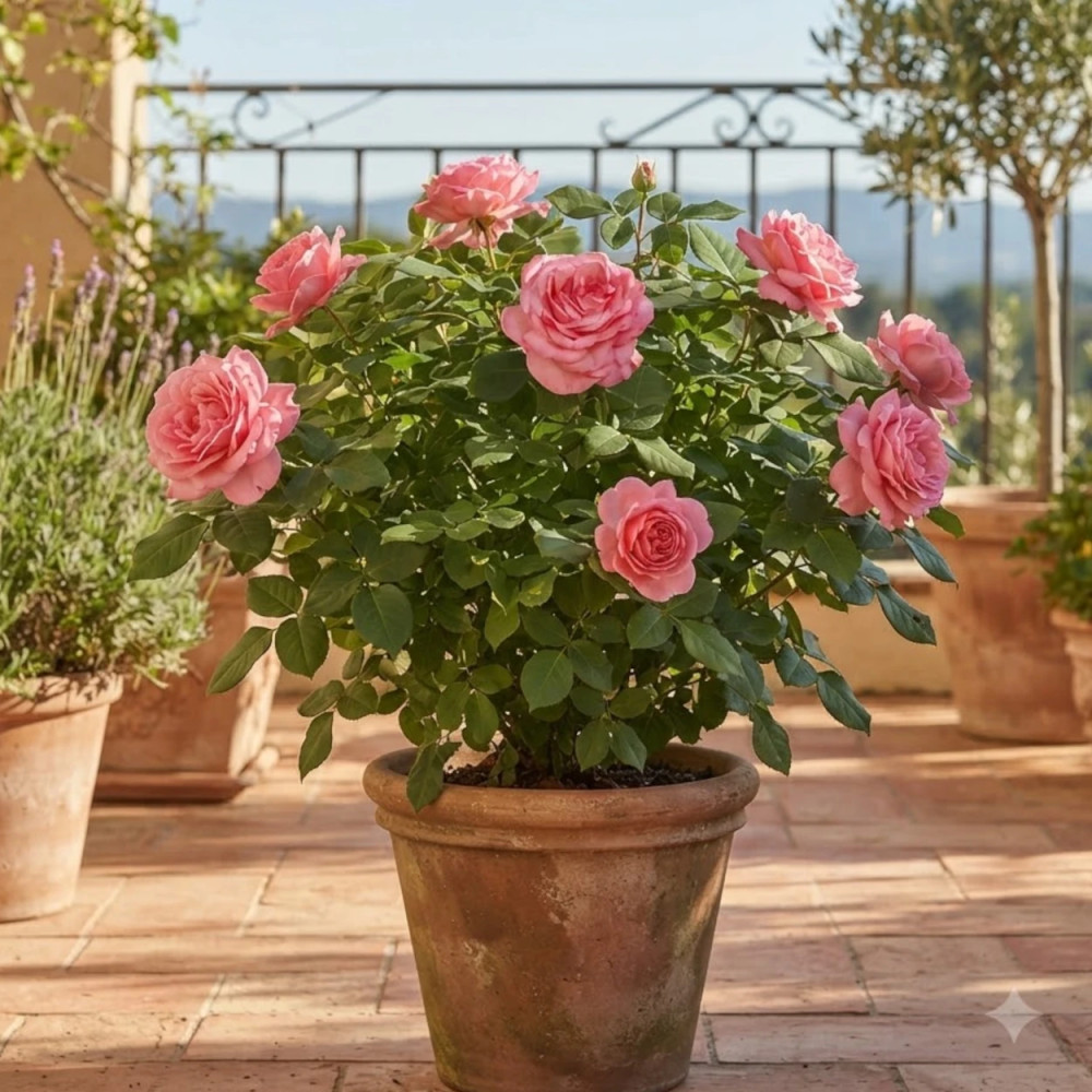 Rosier arbustif Panthere Rose® 'Meicapinal'
