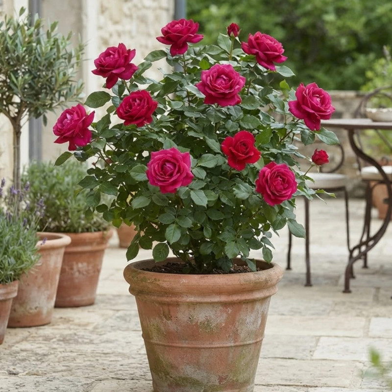 Rosier à grandes fleurs Rose Lalande de Pomerol® 'Delcherot'