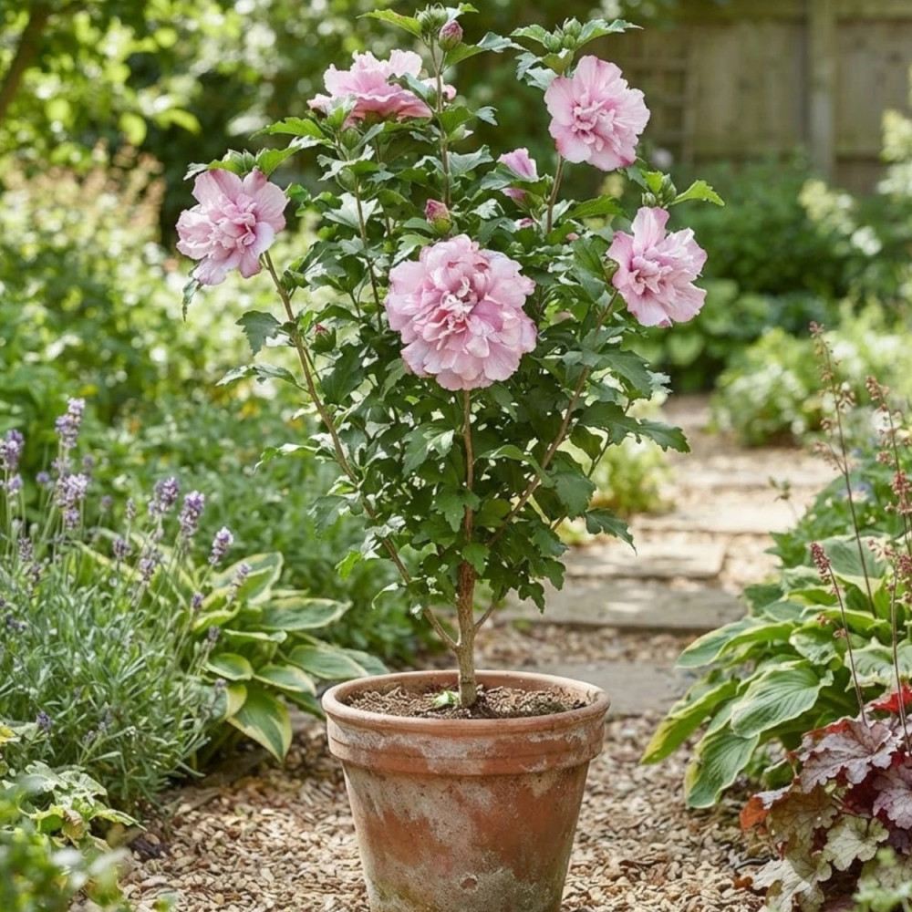 Hibiscus French Cabaret® Pink 'MINDOUPI7', Althéa