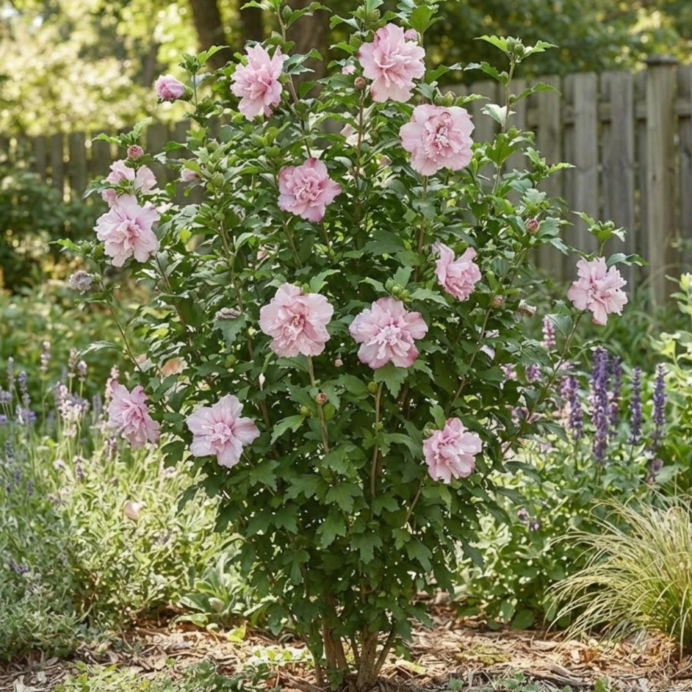 Hibiscus French Cabaret® Pink 'MINDOUPI7', Althéa