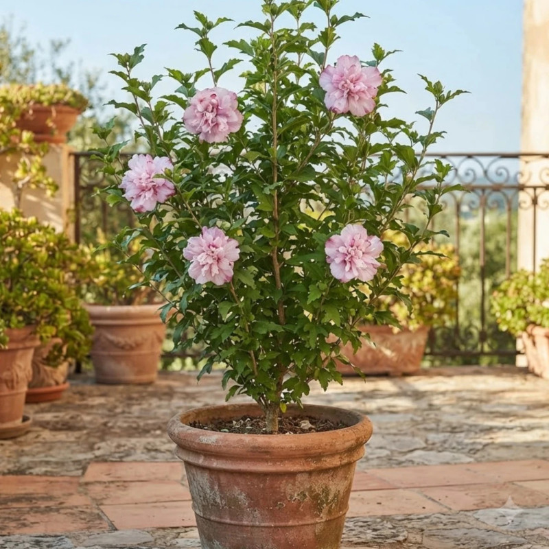 Hibiscus French Cabaret® Pink 'MINDOUPI7', Althéa