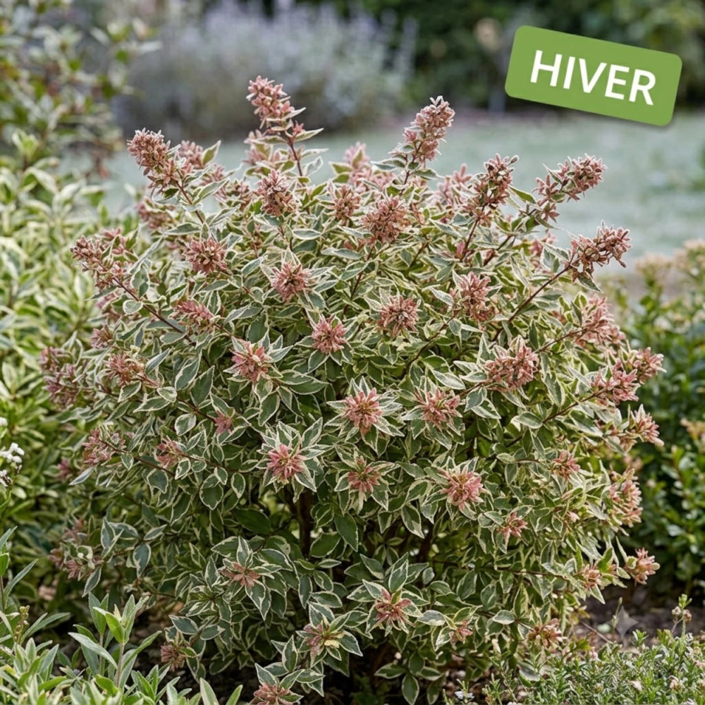Abelia Confetti® 'Conti', Abélia à grandes fleurs en hiver Abelia Confetti® 'Conti', Abélia à grandes fleurs en hiver