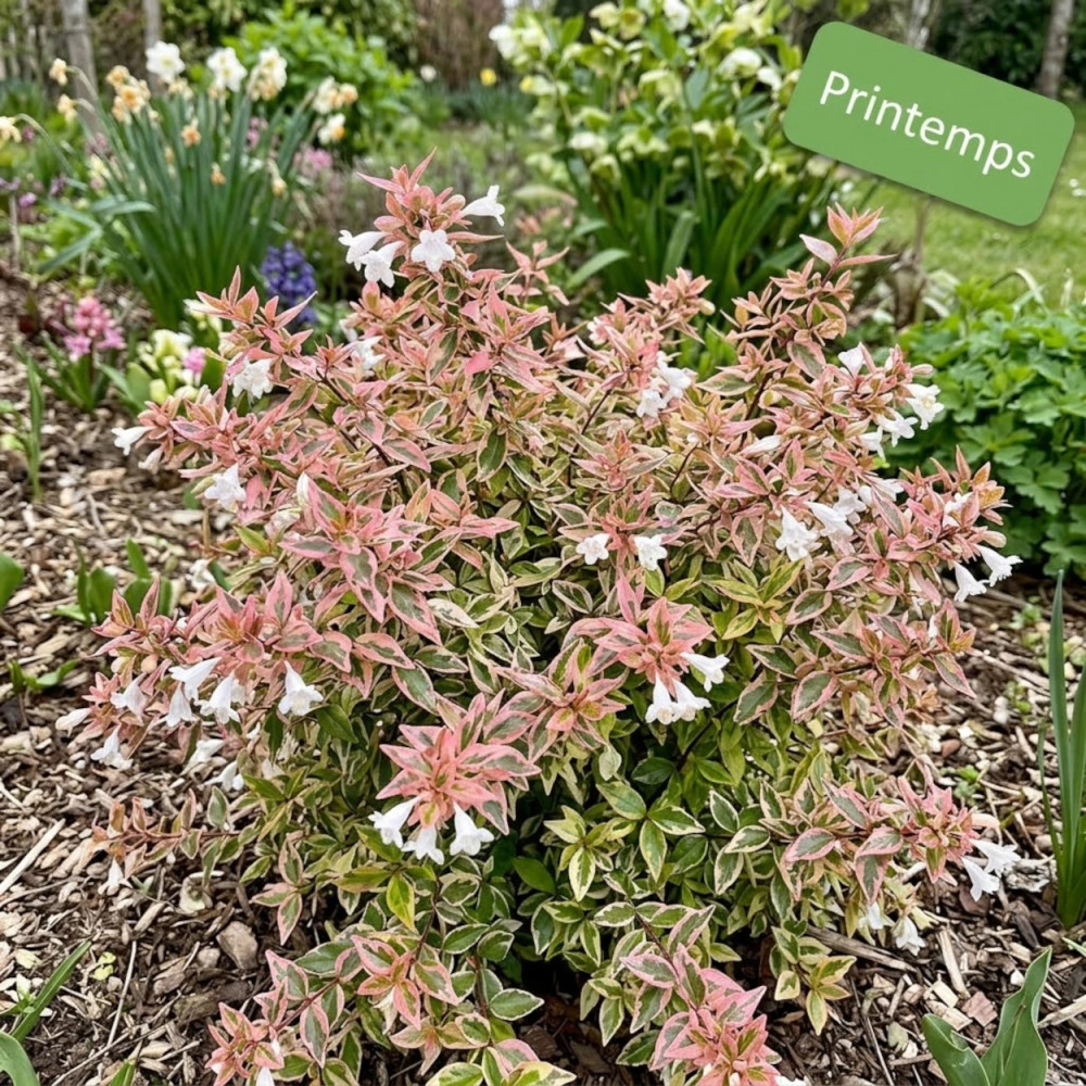 Abelia Sunshine Daydream®, Abélia à grandes fleurs au printemps