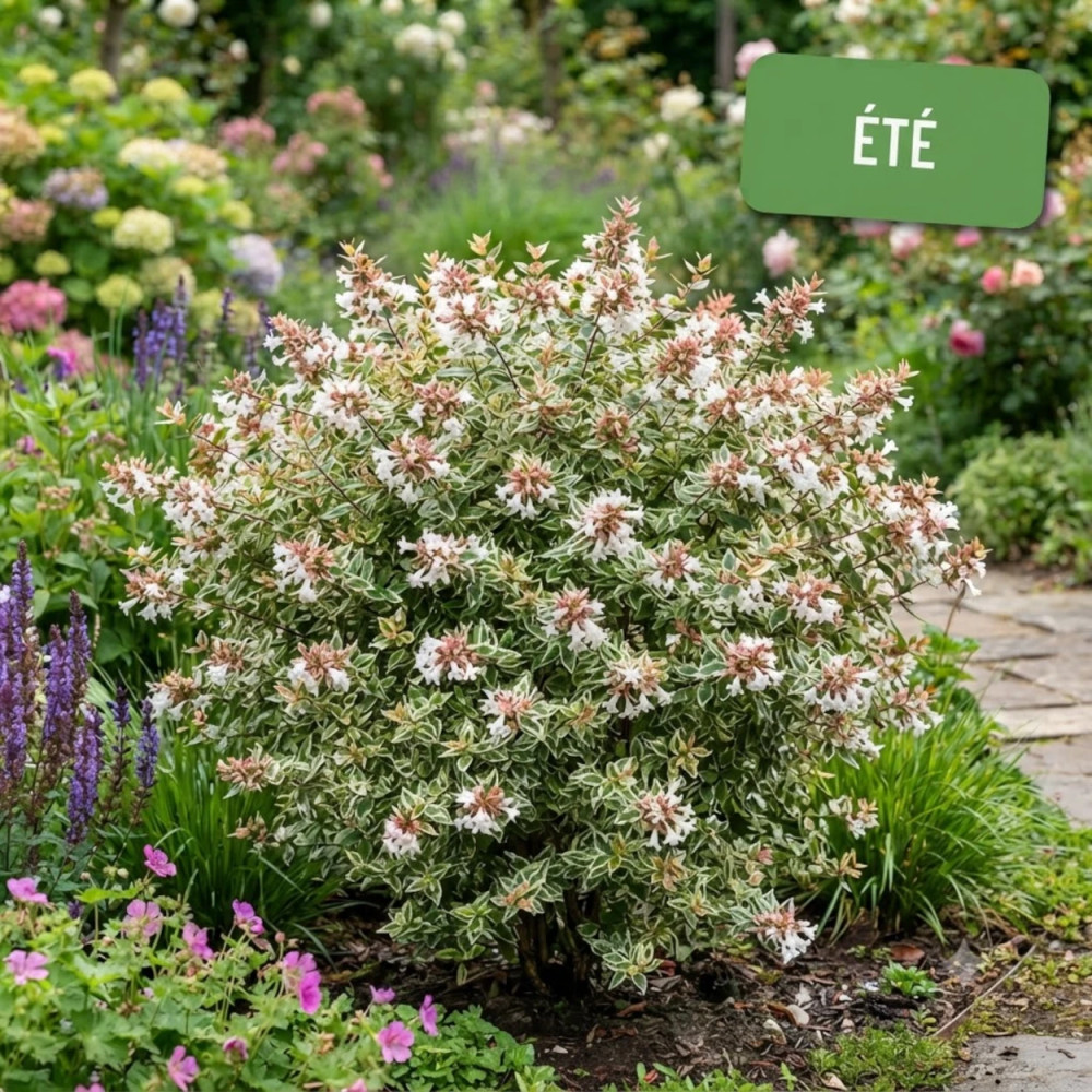Abelia Sparkling Silver® - SILENCE, ça pousse !, Abélia panachée en été