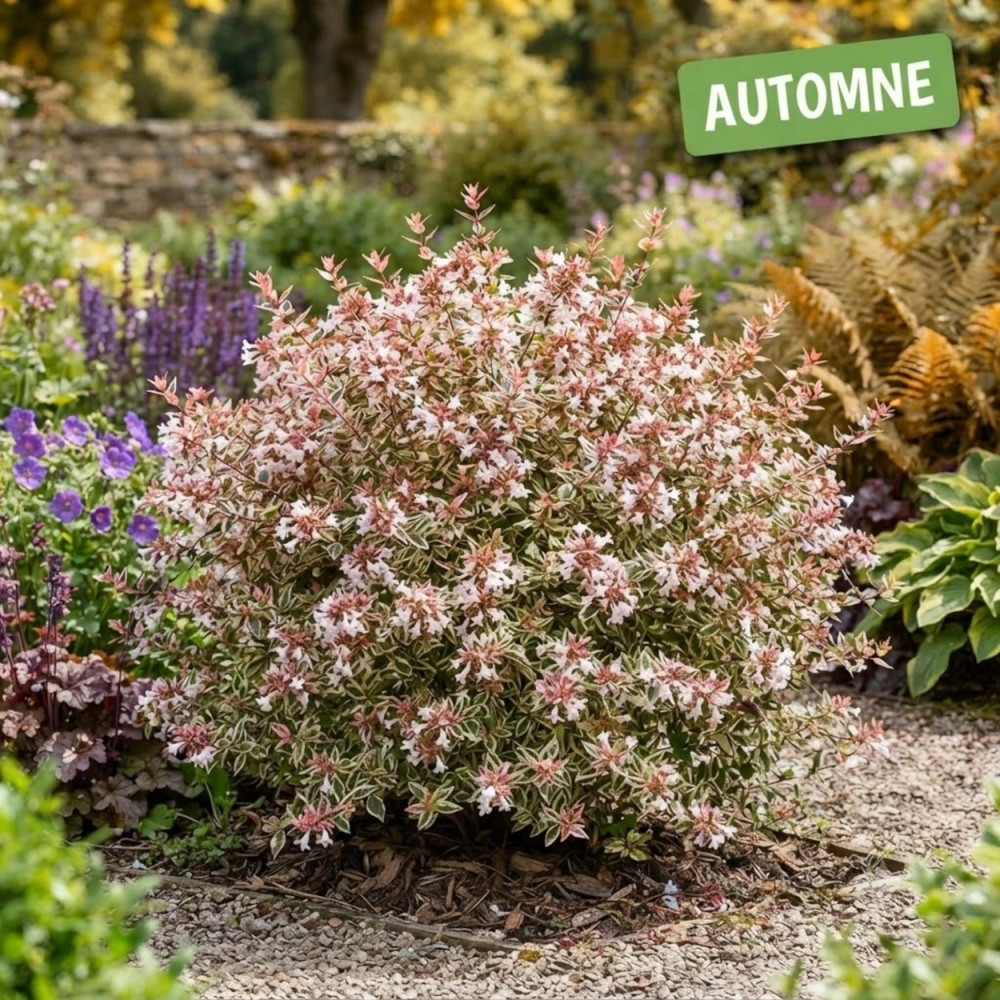 Abelia Tricolor Charm® 'Mincautri' - SILENCE, ça pousse !, Abélia à grandes fleurs à l'automne