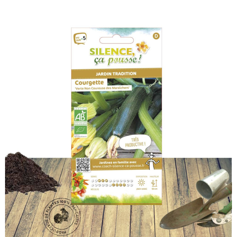 Graines de Courgette Verte non coureuse des maraichers Sans traitement - Silence ça Pousse !
