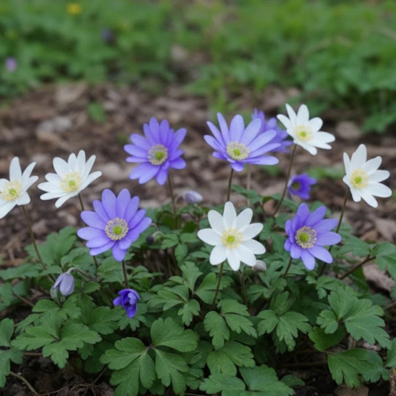 Bulbe d'Anémones blanda Bleue et blanche