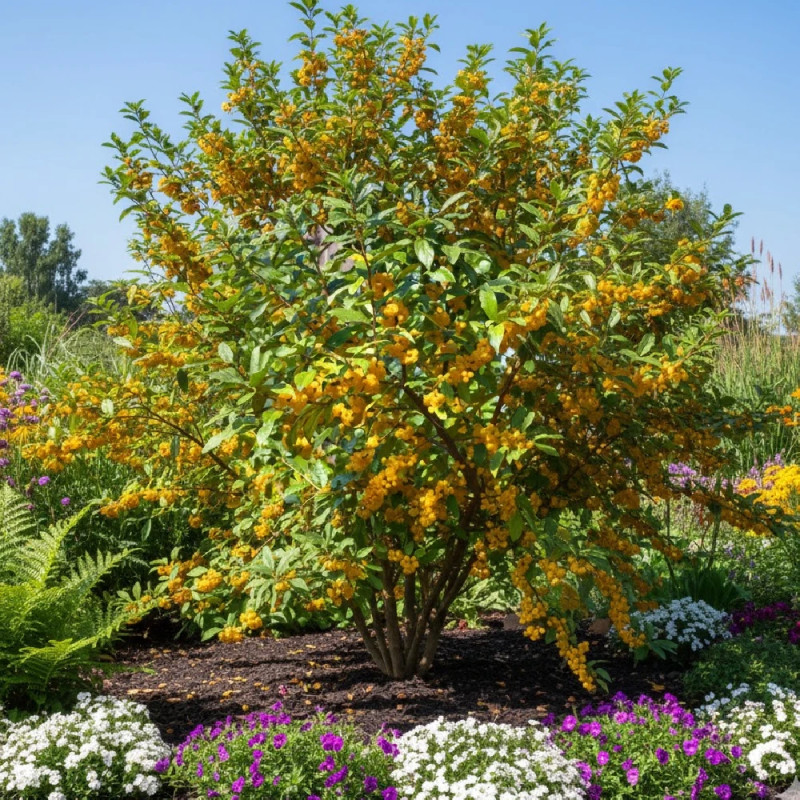 Elaeagnus Pointilla® 'Fortunella', Chalef d'automne à baies de goumi