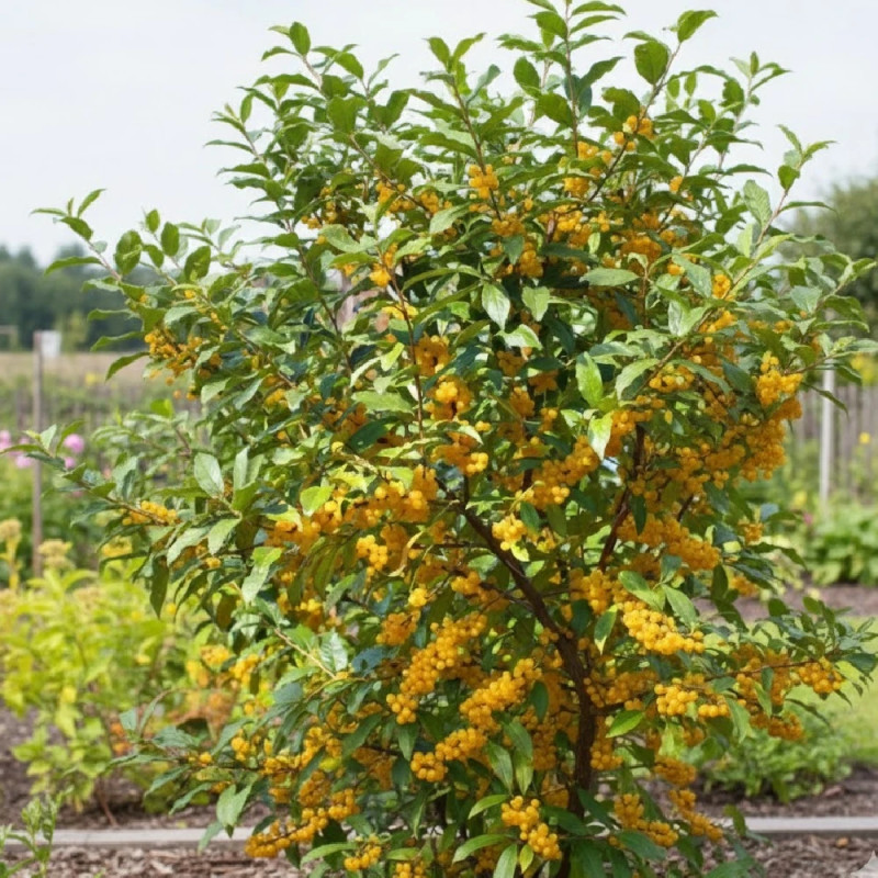 Elaeagnus Pointilla® 'Fortunella', Chalef d'automne à baies de goumi