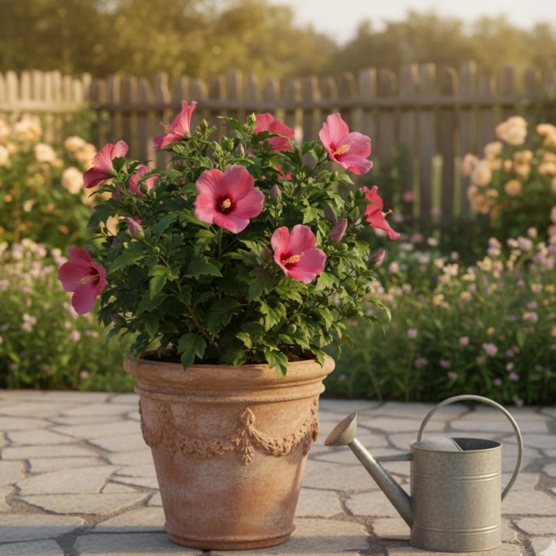 Hibiscus Flower Tower Ruby® 'Gandini van Aart Ruby', Althéa
