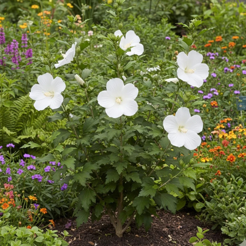 Hibiscus Flower Tower White® 'Gandini Van Aart', Althéa