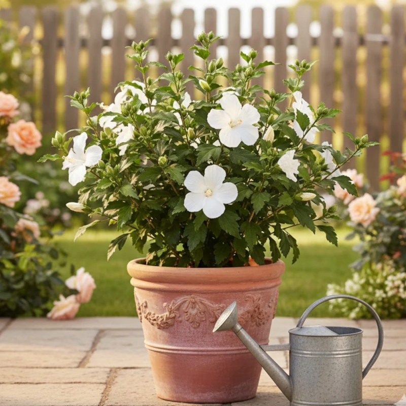 Hibiscus Flower Tower White® 'Gandini Van Aart', Althéa