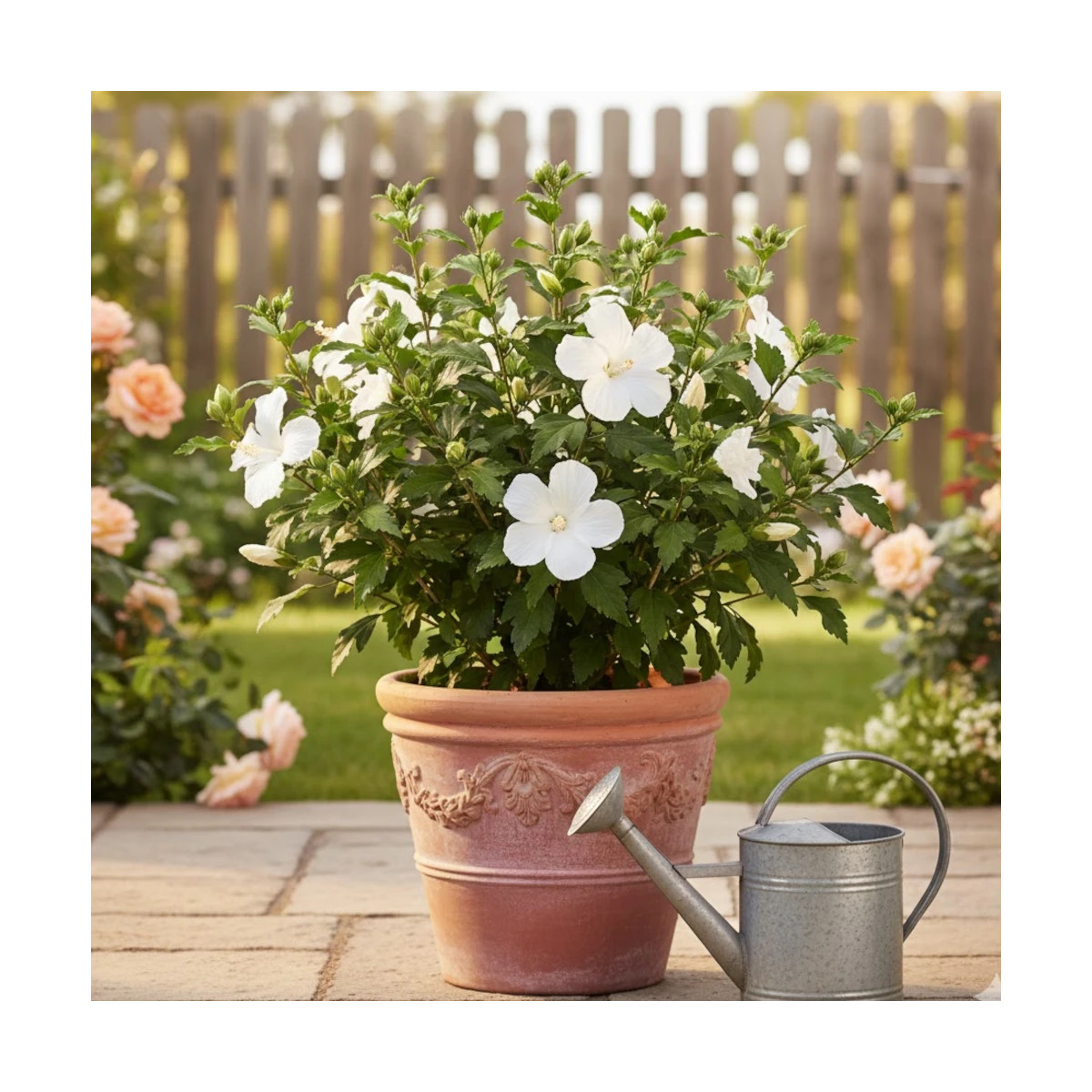 Hibiscus Flower Tower White® 'Gandini Van Aart', Althéa