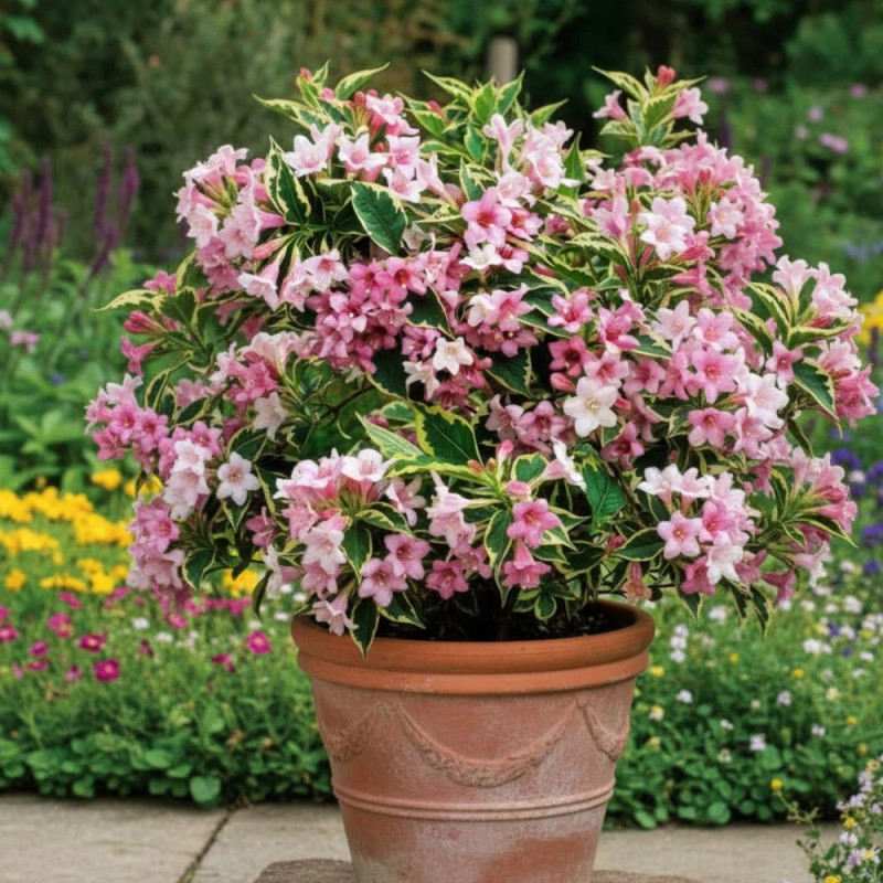Weigela nain panaché, Weigelia