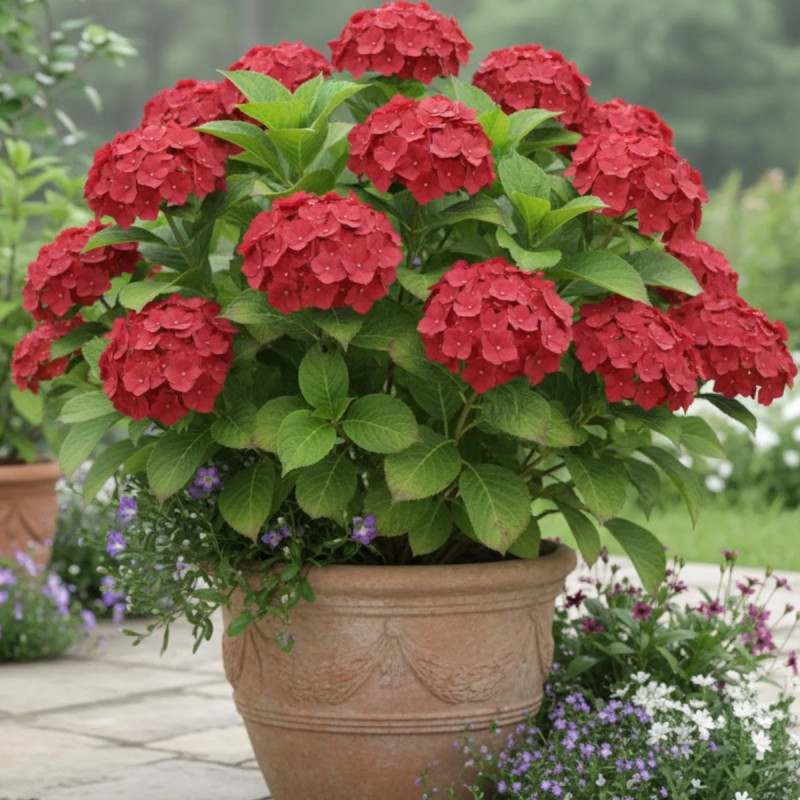 Hortensia Rouge, Hydrangea macrophylla
