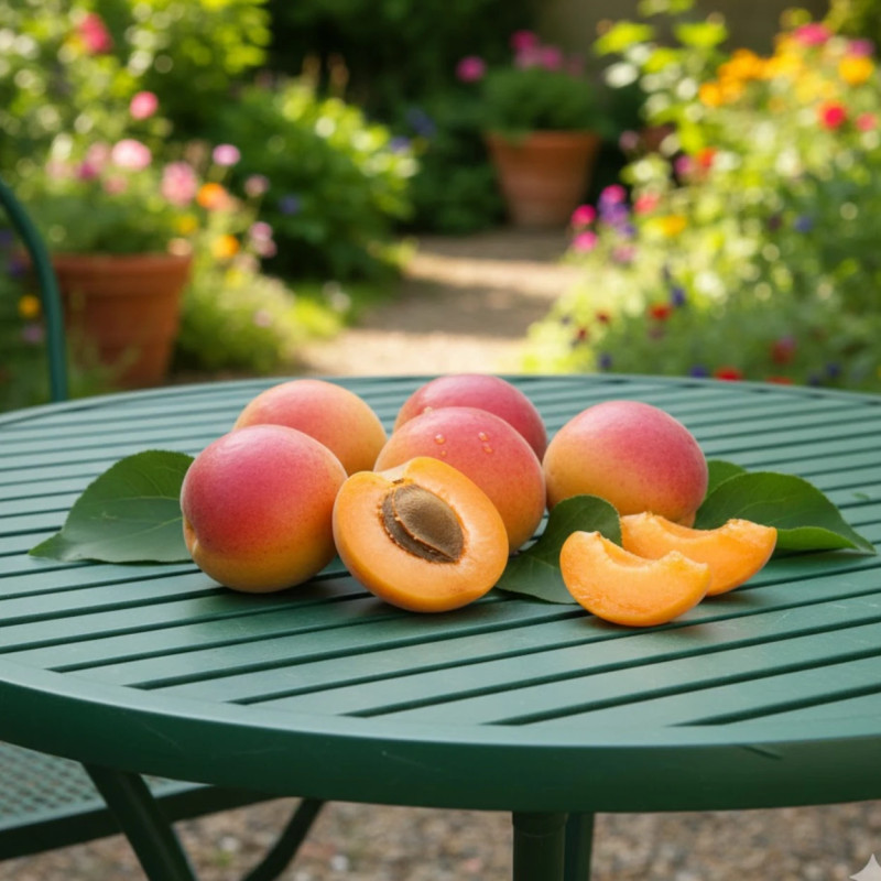Fruit de l'abricotier Luizet ouvert révélant une chair jaune orangée