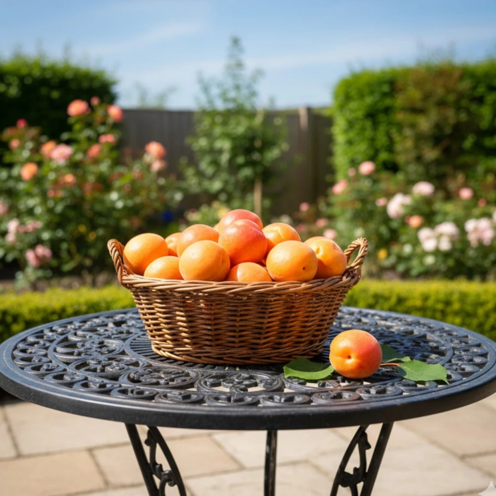 Récolte de gros abricots Luizet de forme oblongue dans un verger