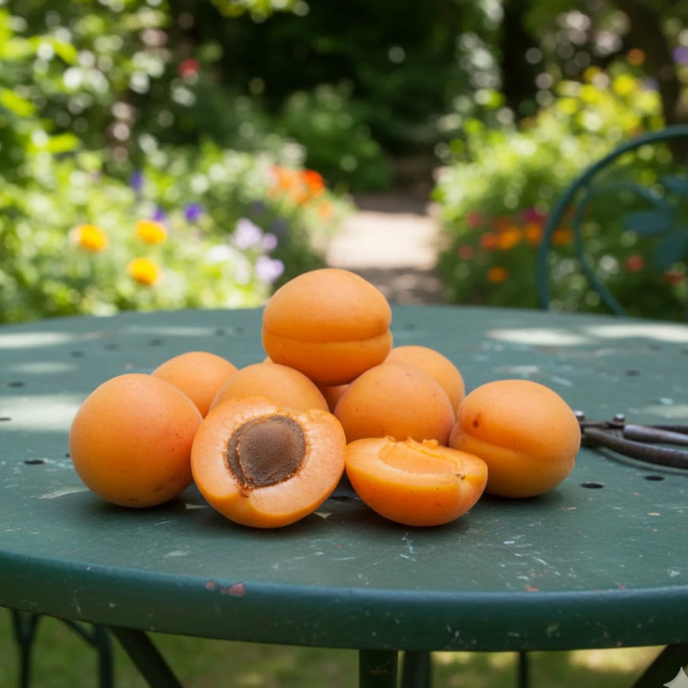Fruit de l'abricotier Polonais coupé révélant une chair ferme et fondante