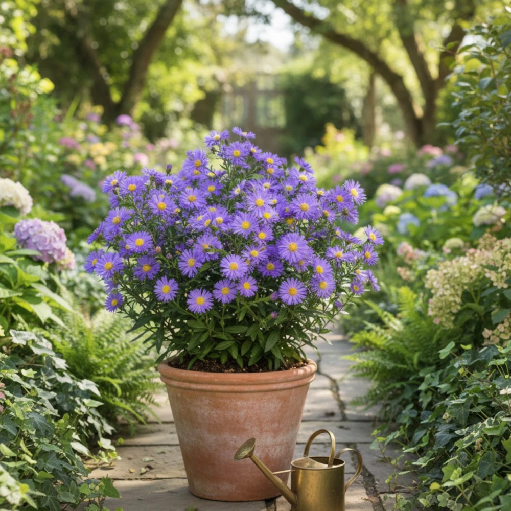 Aster grand d'automne Davey's True Blue, Aster Novi-belgii