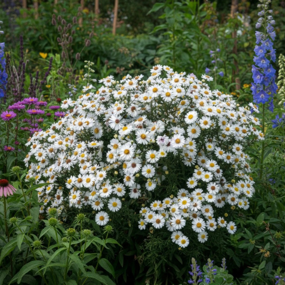 Aster grand d'automne White Lady, Aster Novi-belgii Aster grand d'automne White Lady, Aster Novi-belgii