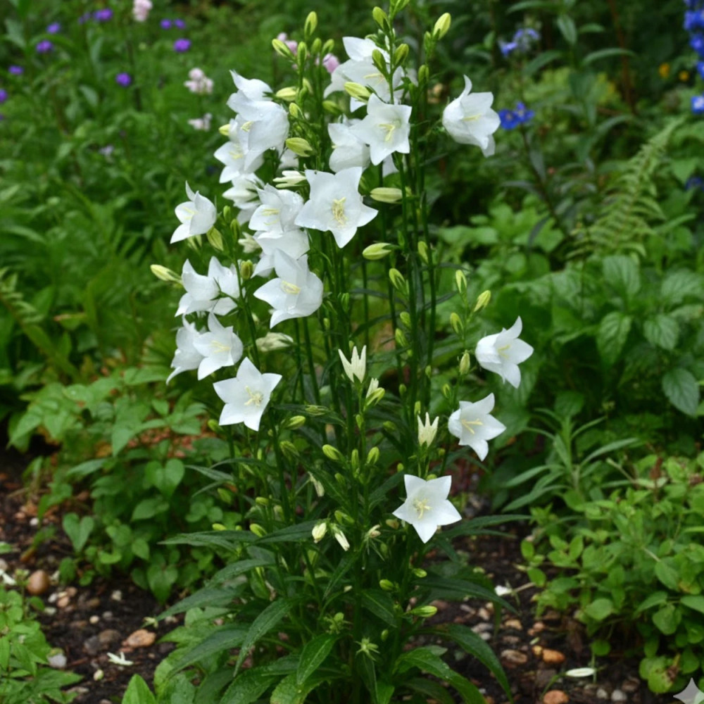 Campanule à feuilles de pêcher blanche