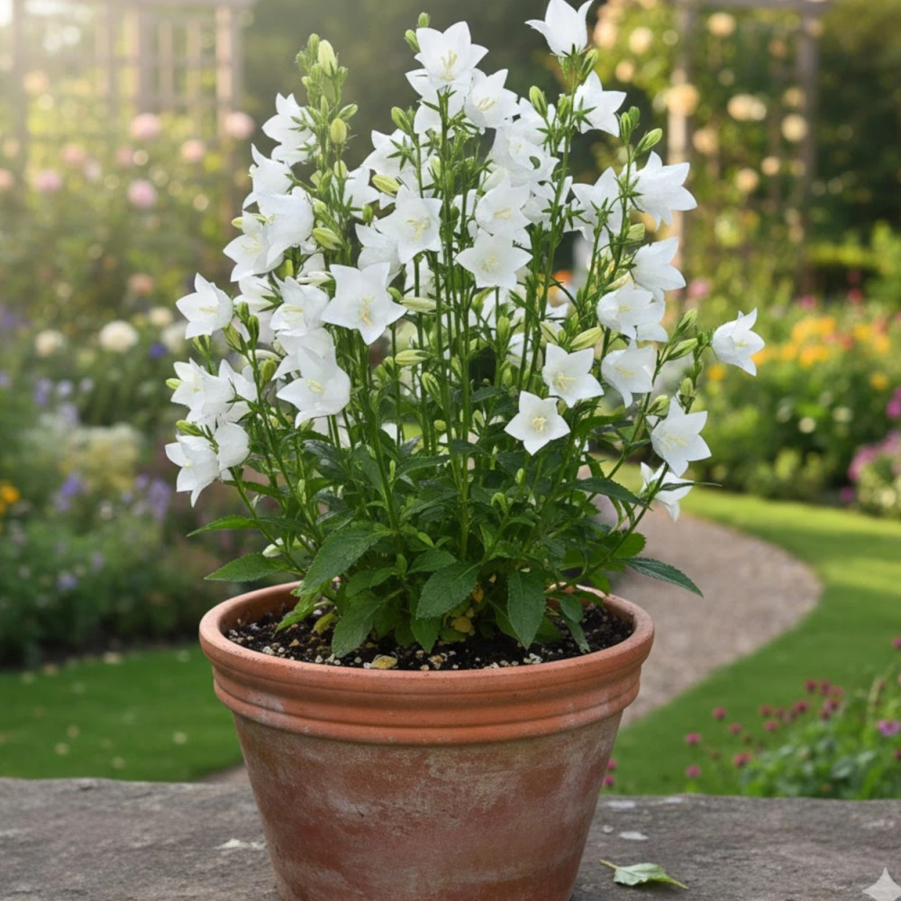 Campanule à feuilles de pêcher blanche