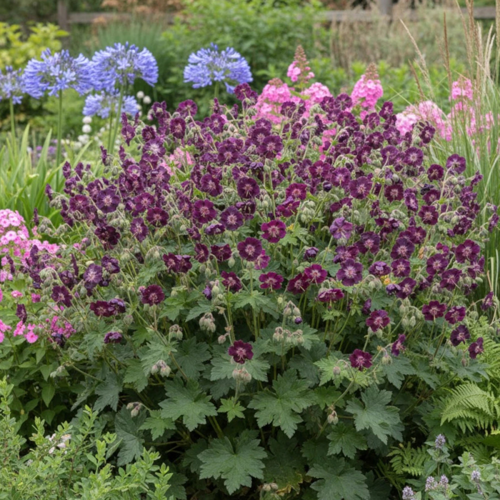 Géranium vivace Samobor : Plante d'ombre au feuillage pourpre